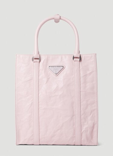 Prada Crinkled Leather Tote Bag Pink pra0252060