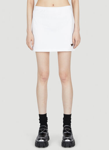 Prada 로고 플라크 스커트 화이트 pra0253005