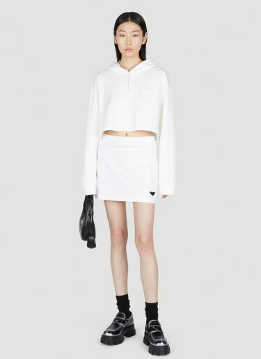 Prada 로고 플라크 스커트 화이트 pra0253005