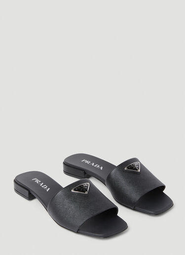 Logo Plaque Block Heel Sandals Prada Logo Plaque Block Heel Sandals Black pra0253009