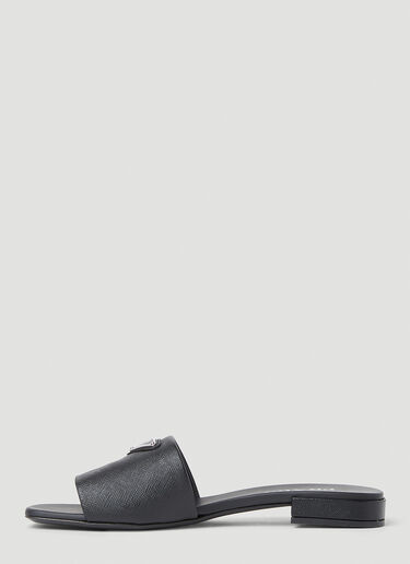 Logo Plaque Block Heel Sandals Prada Logo Plaque Block Heel Sandals Black pra0253009