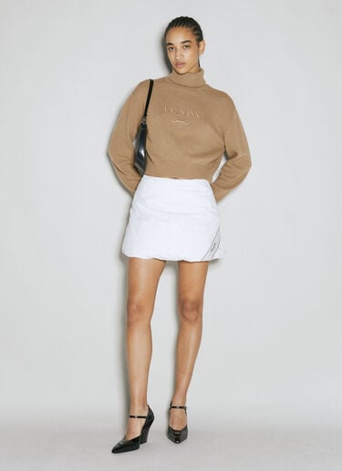 Padded Logo Patch Mini Skirt Prada Padded Logo Patch Mini Skirt White pra0254048