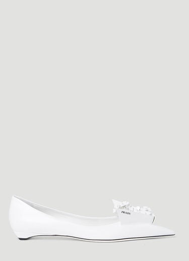 Floral Applique Ballerina Flats Prada Floral Applique Ballerina Flats White pra0254049