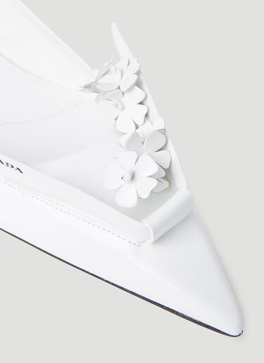 Floral Applique Ballerina Flats Prada Floral Applique Ballerina Flats White pra0254049