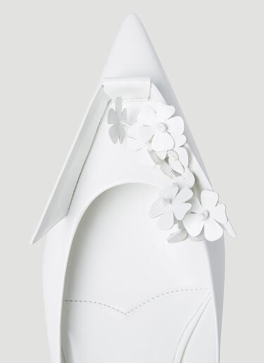 Floral Applique Ballerina Flats Prada Floral Applique Ballerina Flats White pra0254049