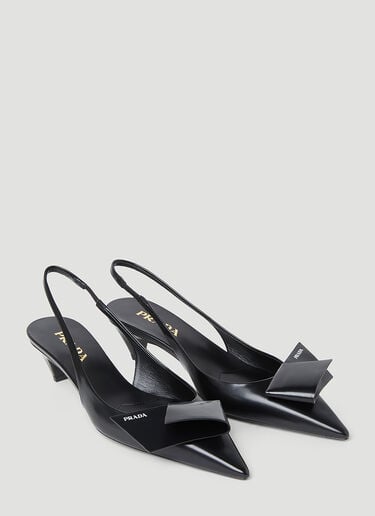 Prada 로고 슬링백 힐 슈즈 블랙 pra0254050