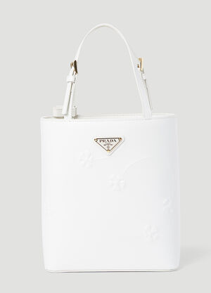 Prada 花朵压花迷你托特包 白色 pra0254055