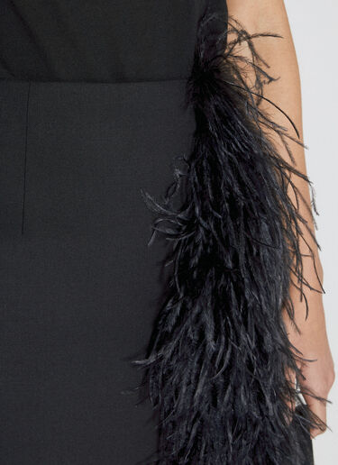Feather-Trimmed Wool Midi Skirt Prada Feather-Trimmed Wool Midi Skirt Black pra0255004
