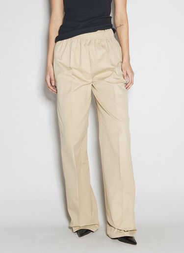 Prada 徽标铭牌帆布长裤 米色 pra0256003