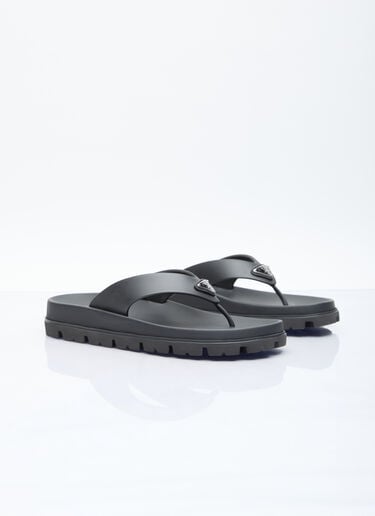 Prada 로고 플라크 슬라이드 블랙 pra0256026