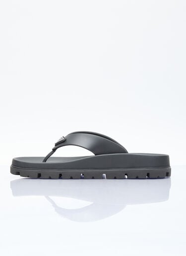 Prada 로고 플라크 슬라이드 블랙 pra0256026
