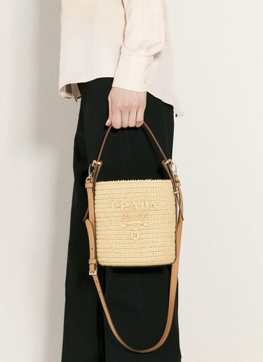 Crochet And Leather Shoulder Bag Prada Crochet And Leather Shoulder Bag Beige pra0256028