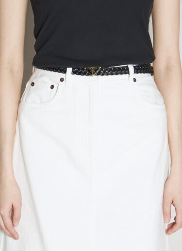 Prada Logo Plaque Braided Belt Black pra0256045