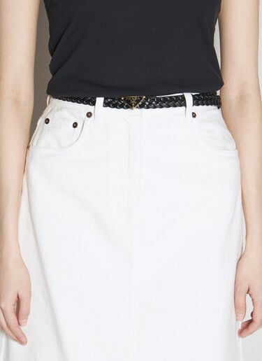 Logo Plaque Braided Belt Prada Logo Plaque Braided Belt Black pra0256045