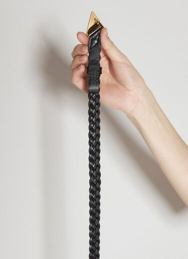 Logo Plaque Braided Belt Prada Logo Plaque Braided Belt Black pra0256045
