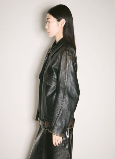 皮革束腰短夹克 Prada 皮革束腰短夹克 黑色 pra0258012