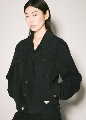 Prada Logo Plaque Denim Jacket Black pra0258023