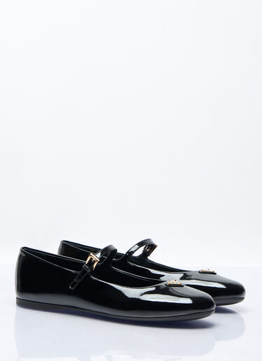 Logo Plaque Patent Ballerina Flats Prada Logo Plaque Patent Ballerina Flats Black pra0258025