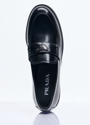 Prada 徽标铭牌皮革乐福鞋 黑色 pra0258036