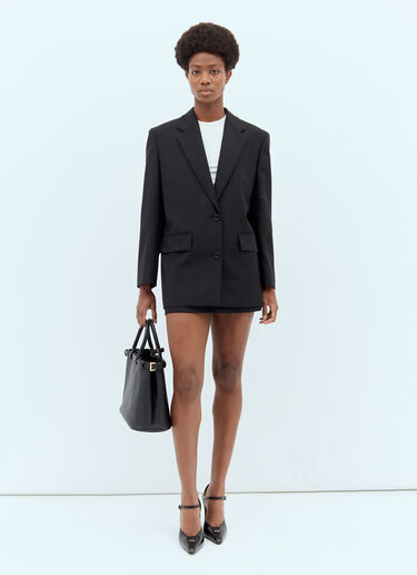 Prada バックル ミディアム レザーハンドバッグ ブラック pra0258039