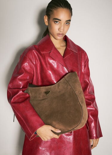 Prada Suede Crossbody Bag Brown pra0258040