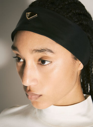 Logo Plaque Headband Prada Logo Plaque Headband Black pra0258066