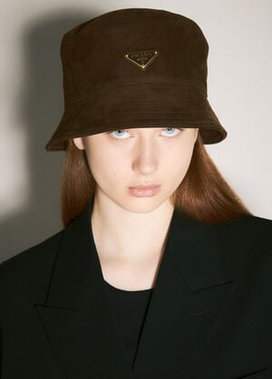 Prada 麂皮渔夫帽  棕色 pra0258067