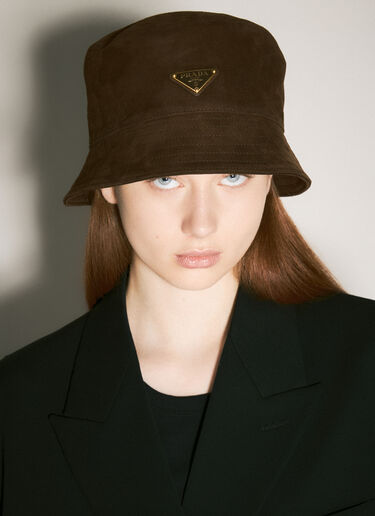 Suede Bucket Hat Prada Suede Bucket Hat Brown pra0258067