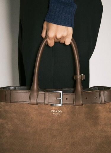 Large Suede Buckle Bag Prada Large Suede Buckle Bag Brown pra0258074