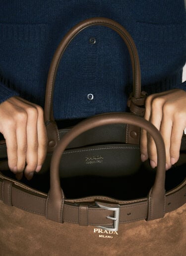 Large Suede Buckle Bag Prada Large Suede Buckle Bag Brown pra0258074