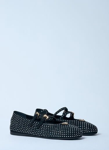 Crystal-Embellished Suede Ballerina Flats Prada Crystal-Embellished Suede Ballerina Flats Silver pra0259002