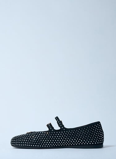 Crystal-Embellished Suede Ballerina Flats Prada Crystal-Embellished Suede Ballerina Flats Silver pra0259002