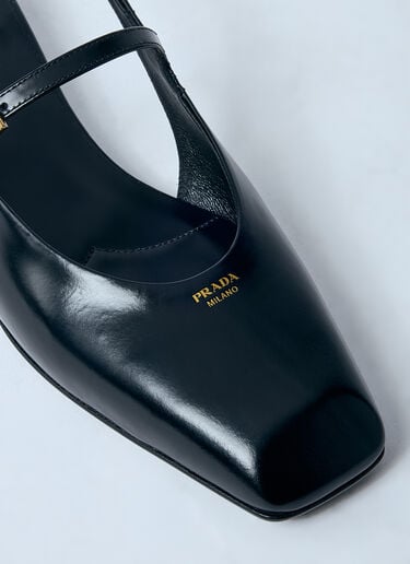 Leather Slingback Ballerina Pumps Prada Leather Slingback Ballerina Pumps Black pra0259003