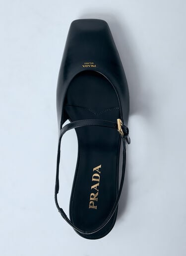 Leather Slingback Ballerina Pumps Prada Leather Slingback Ballerina Pumps Black pra0259003