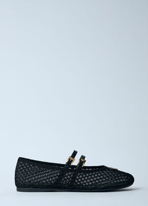 Prada メッシュバレリーナフラット  ブラック pra0260003