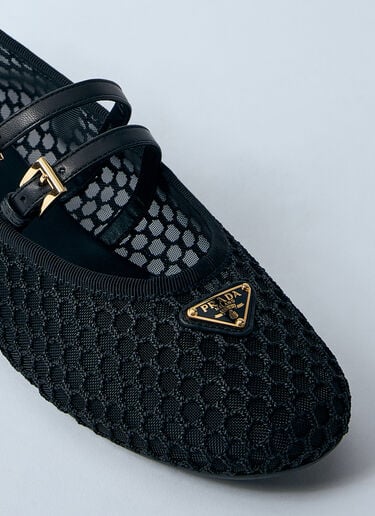 Prada メッシュバレリーナフラット  ブラック pra0260003