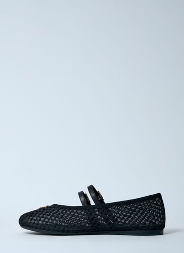 Prada メッシュバレリーナフラット  ブラック pra0260003