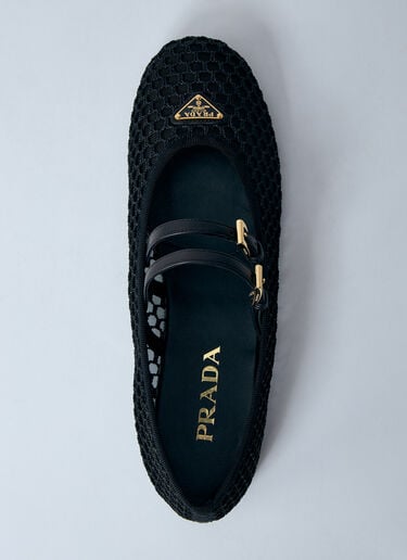Prada メッシュバレリーナフラット  ブラック pra0260003
