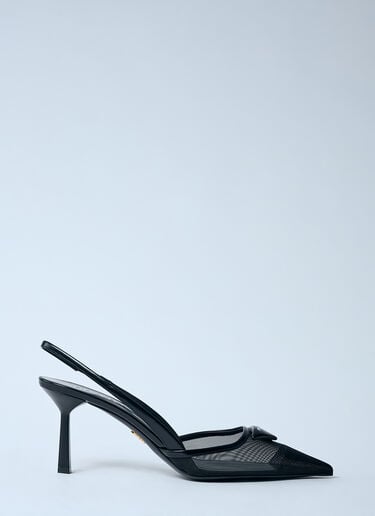 Prada Logo Plaque Pointed Heels Black pra0260005