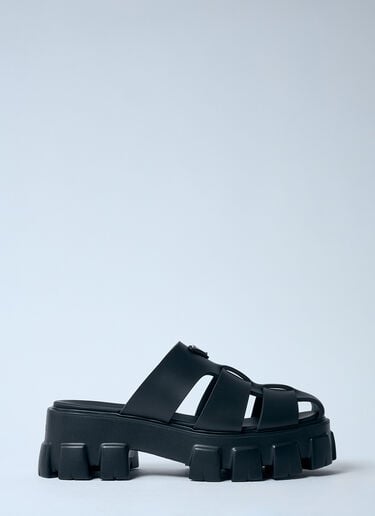 徽标铭牌橡胶凉鞋 Prada 徽标铭牌橡胶凉鞋 黑色 pra0260008