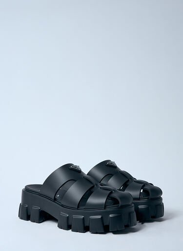 Prada 徽标铭牌橡胶凉鞋  黑色 pra0260008
