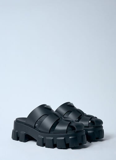 徽标铭牌橡胶凉鞋 Prada 徽标铭牌橡胶凉鞋 黑色 pra0260008