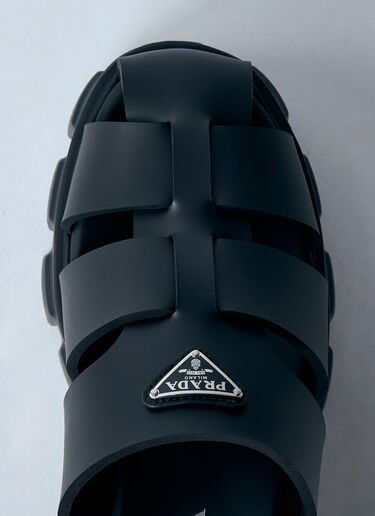 徽标铭牌橡胶凉鞋 Prada 徽标铭牌橡胶凉鞋 黑色 pra0260008
