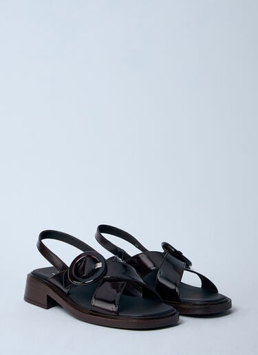 Prada 亮面皮革凉鞋  棕色 pra0260062