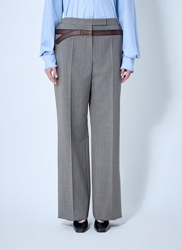 Prada Technical Wool Pants With Printed Belt Black pra0260065