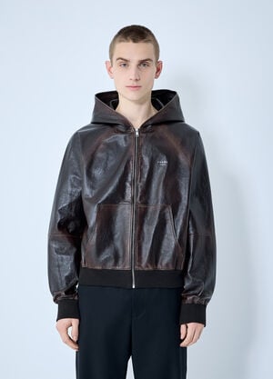 Prada Leather Hooded Jacket Brown pra0360001