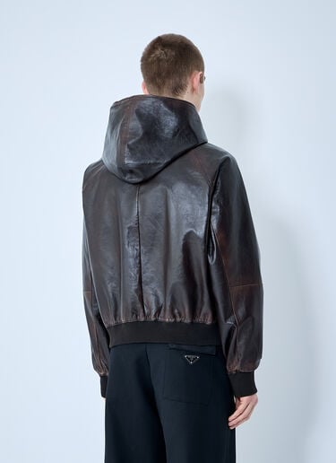 Prada フード付きレザージャケット  ブラウン pra0360001