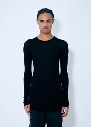 Rick Owens 罗纹长袖 T 恤  黑色 ric0159015