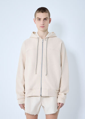 Rick Owens Zip-Up Hooded Sweatshirt Beige ric0159034