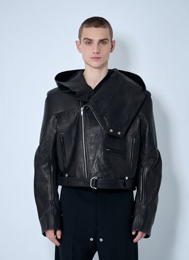Hooded Leather Jacket Rick Owens Hooded Leather Jacket Black ric0160009